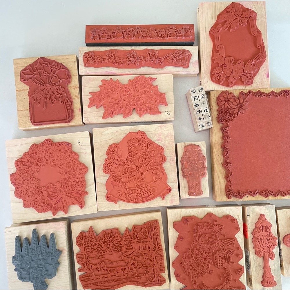PSX Northwoods Magenta & Others Christmas Holiday Rubber Stamp Lot Winter Scene - Picture 11 of 13